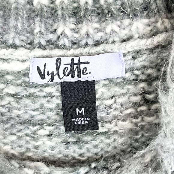 Vylette Womens Sweater Mock Neck Pullover Variegated Gray White Medium NWT - Picture 6 of 7